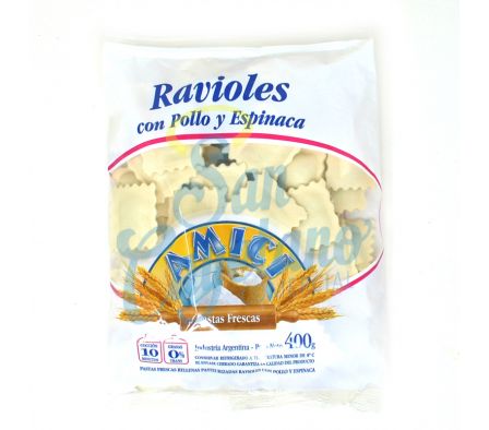 RAVIOLES POLLO Y ESPINACA AMICI 400GR
