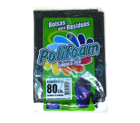 BOLSAS P/BASURA ECONOMICAS DE 80L POLIFOAM 10U(25)