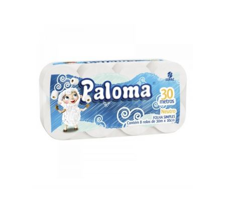 PAPEL HIGIENICO NEUTRO PALOMA 30M 8 ROLLOS (8)