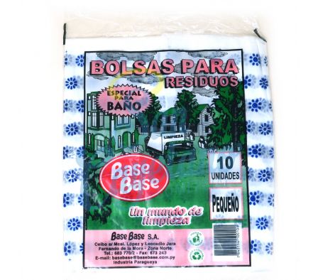 BOLSA P/RESIDUOS P/BAÑO PEQUEÑO BASE BASE 10UND