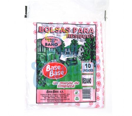 BOLSA P/RESIDUOS P/BAÑO MEDIANO BASE BASE 10UND