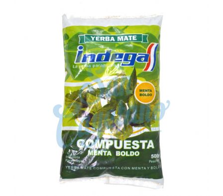 YERBA MATE MENTA/BOLDO INDEGA PLAS X 500 GRS (6)