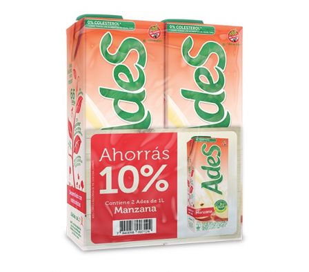 JUGO DE SOJA MANZANA ADES 1LT PACK X 6
