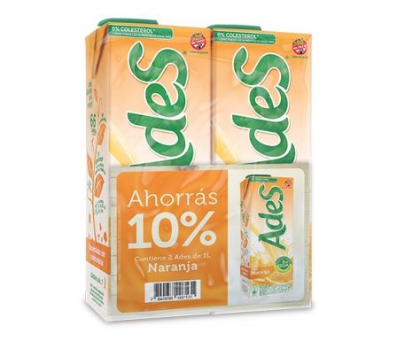 JUGO DE SOJA NARANJA ADES 1L PACK X 2