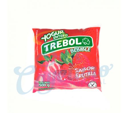 YOGUR ENTERO FRUTILLA TREBOL SACHET 1L