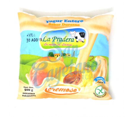 YOGUR ENTERO DURAZNO SACHET LA PRADERA 500GR
