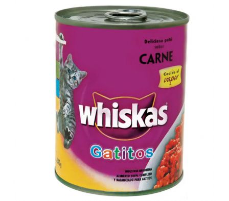 ALIMENTO P/GATO PATE/CARNE WHISKAS LATA 340GR(24)