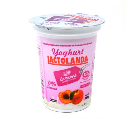 YOGUR SIN LACTOSA DURAZNO LACTOLANDA 180GR
