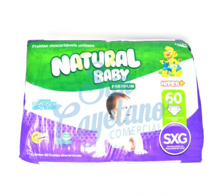 PAÑAL DESECHABLE HIPER S.E.G NATURAL BABY 60U(3).